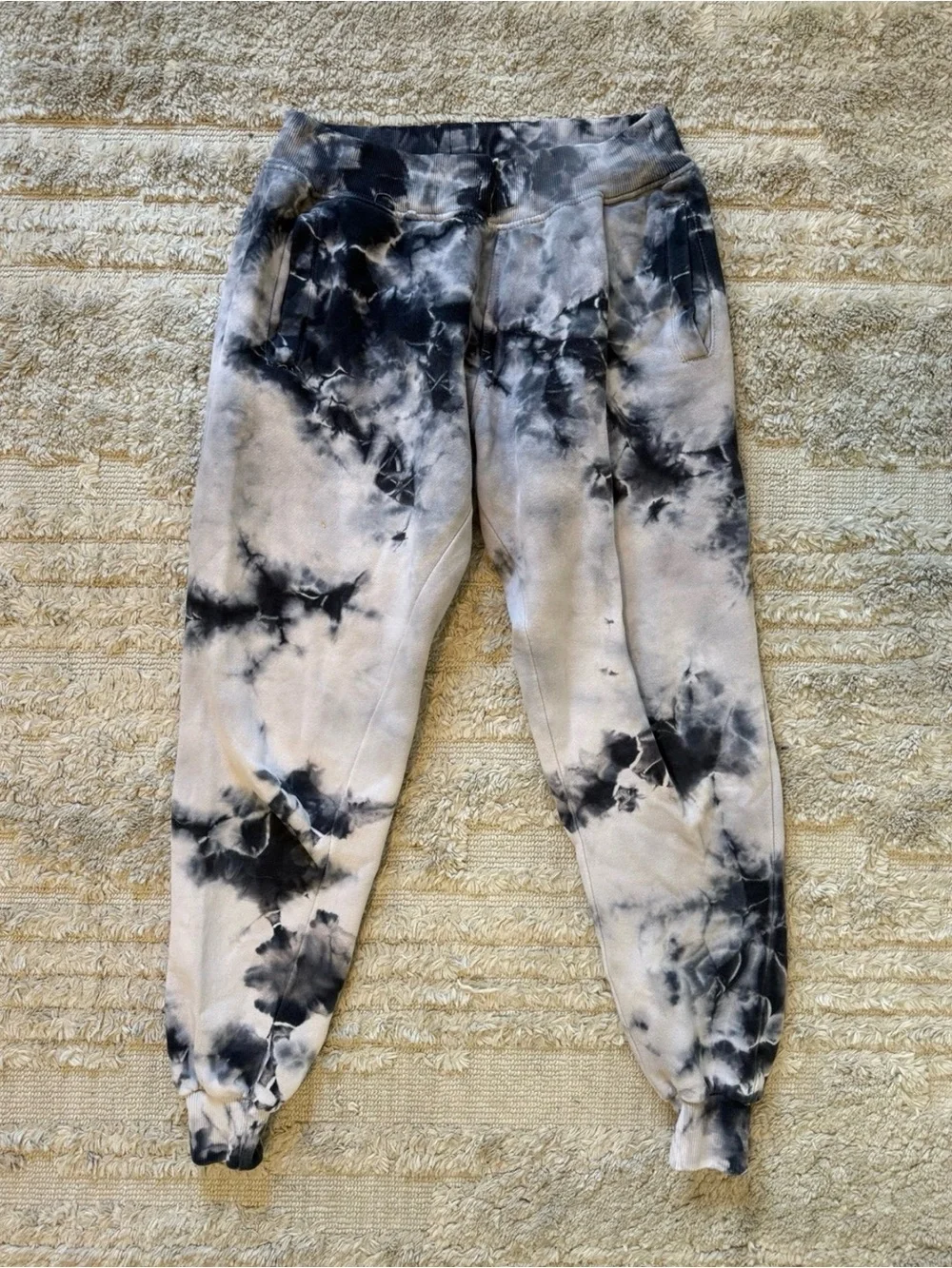 Fashion Nova Men’s Small Black Gray Tie Dye Jogger Sweatpants